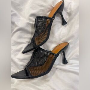 Elegant Black Mesh Women's Heels